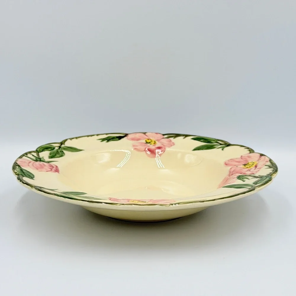 VTG Franciscan Desert Rose Rimmed Soup Bowl California USA Hand Decorated